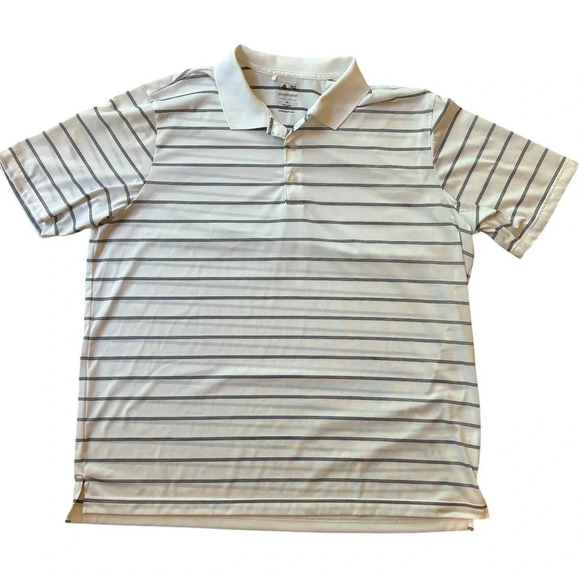 Adidas Men’s Golf Polo White Stripe PureMotion Short Size XL - Picture 1 of 6